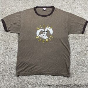 Vintage Y2K Trix Cereal Promo Silly Rabbit Medium Shirt Brown Ringer Distressed